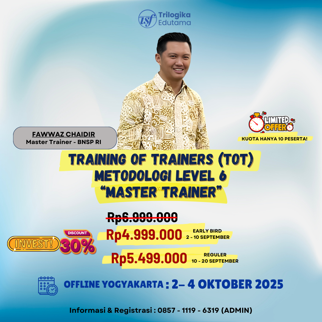OFFLINE YOGYAKARTA! DIKLAT & SERTIFIKASI TOT METODOLOGI LEVEL 6 "MASTER TRAINER"